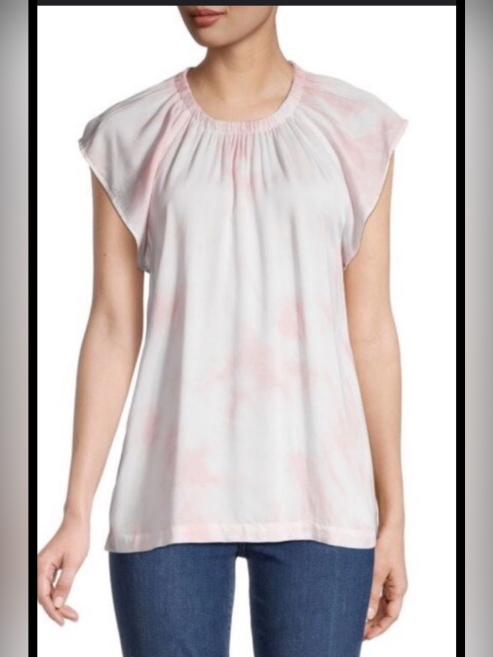 Cloth and Stone Light Pink Tie-Dye Flutter Sleeve Blouse NWOT